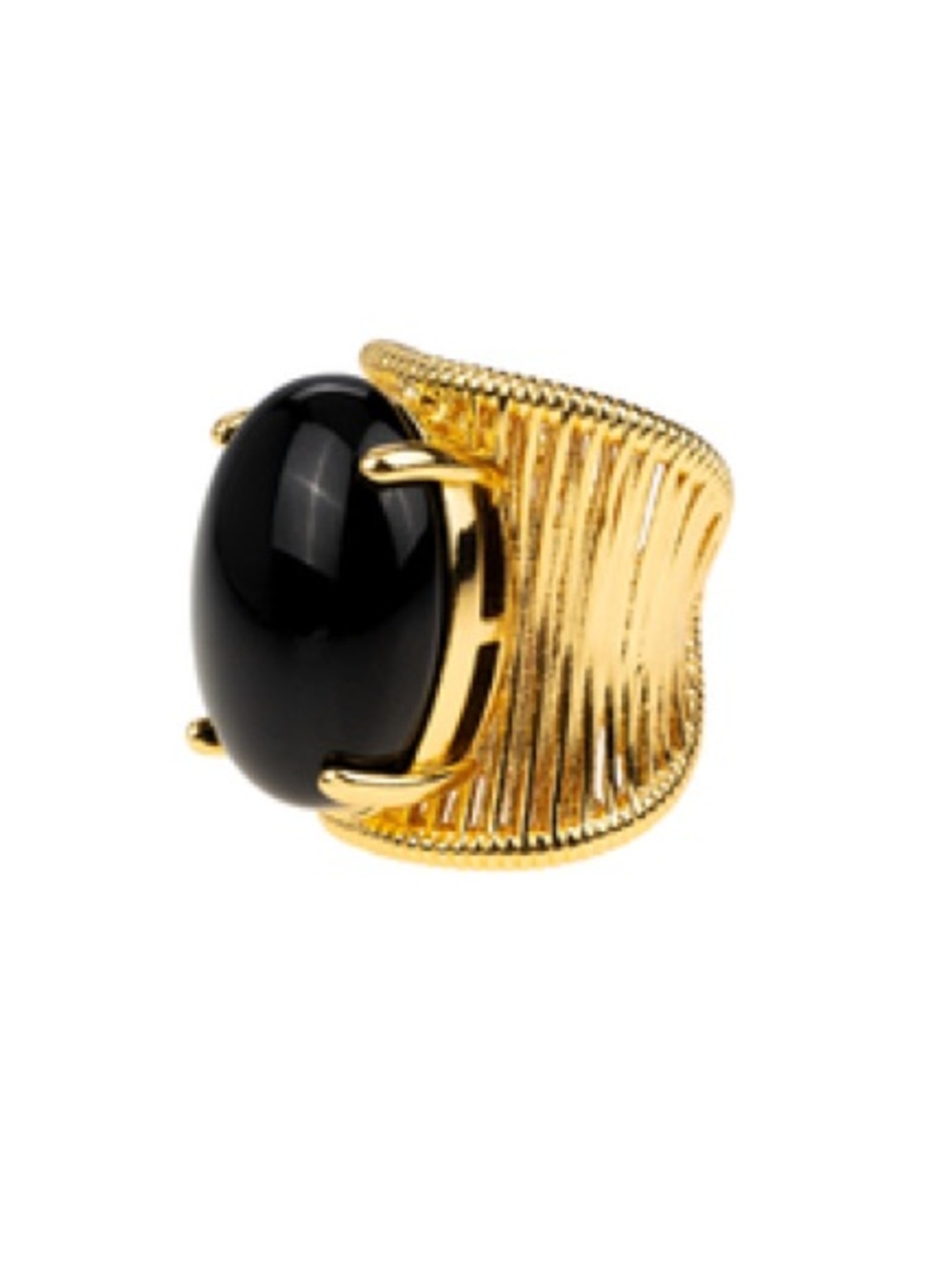 Vintage Gold Ring with Black Oval Stone